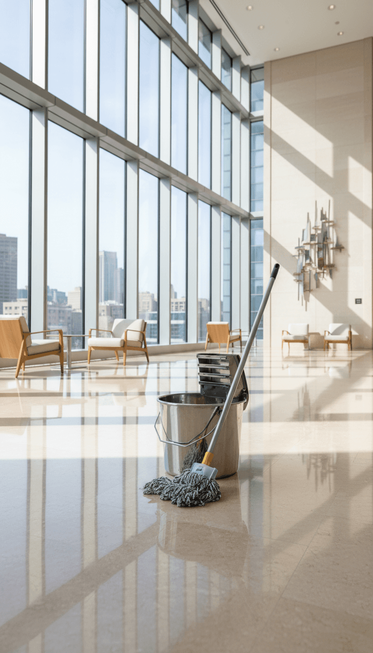 Clean floor maintained by professional cleaning service