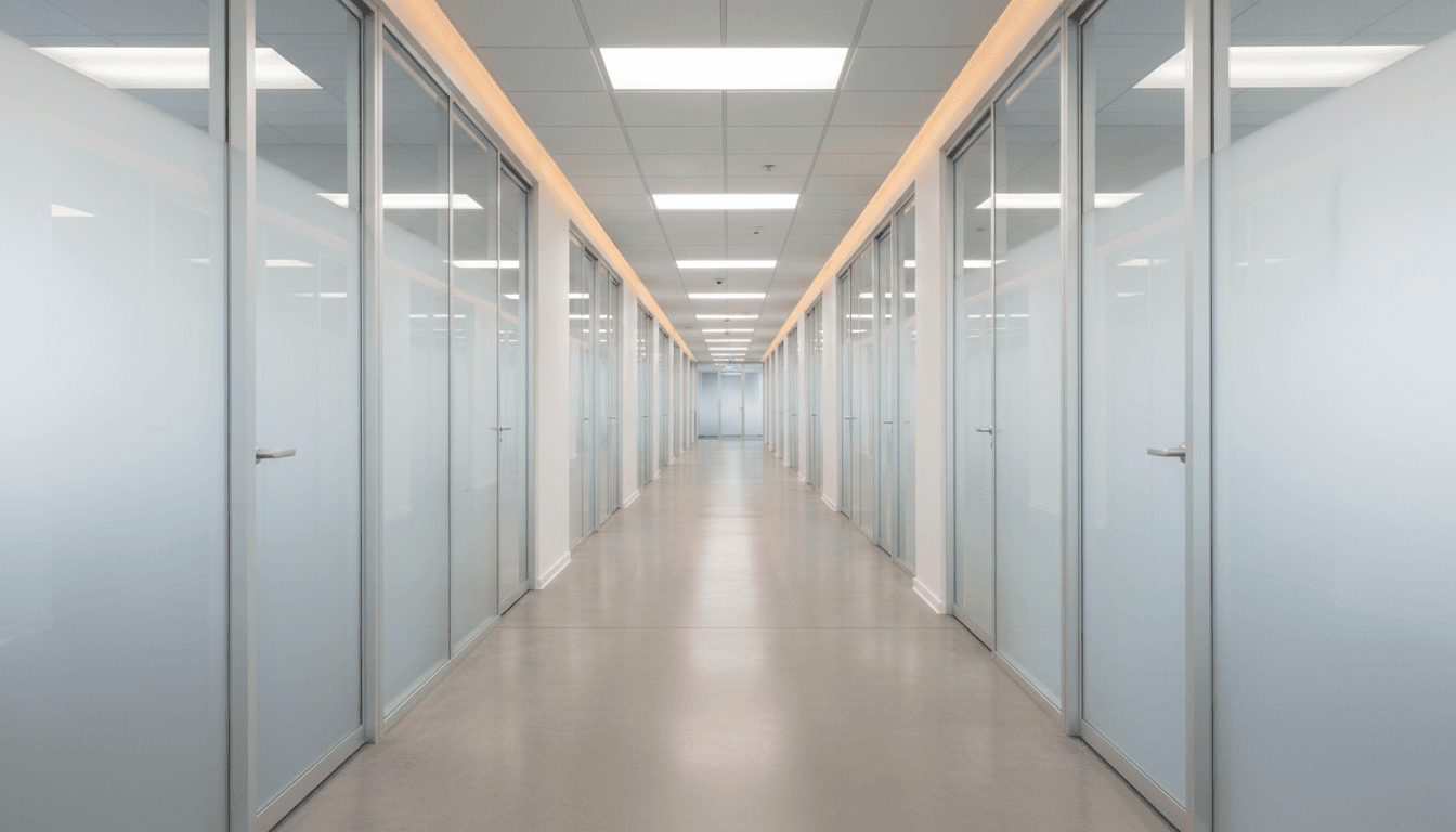 Clean office building entrance